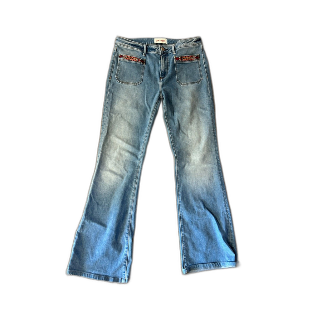Driftwood Isabel Embroidered Flare Jeans 30